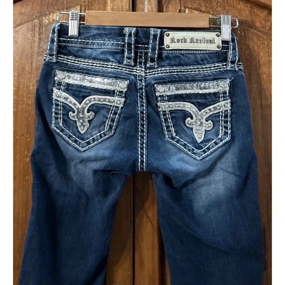 Rock Revival Sherry Straight‎ Jeans Size 24 Y2K Low Rise Stretch EC
